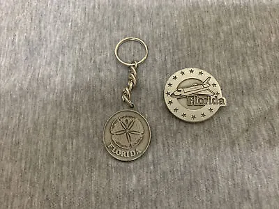 Vintage Pewter Creations Sand Dollar Florida Key Chain & Space Shuttle Magnet • $19.99