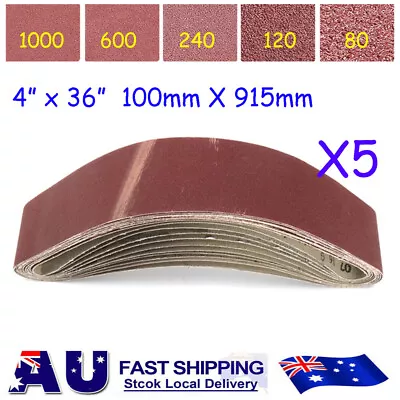 100mm X 915mm 914 Sanding Belt Belts 80 - 1000 Grit Heavy Duty Cloth Backed 5PCS • $20.99