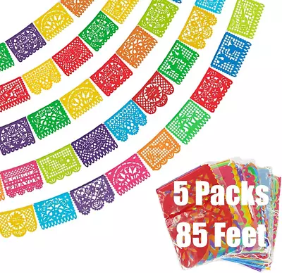 5 Packs 85 Ft Mexican Party Banners Large Plastic Papel Picado Banner Mexican • $21.85