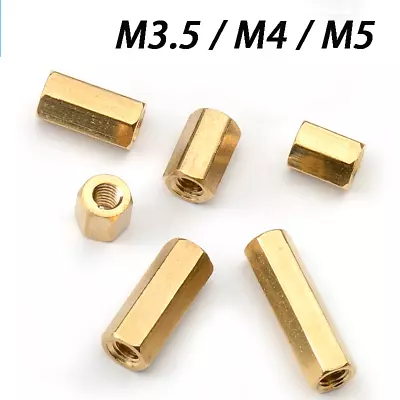 £1.62 • Buy M3.5 / M4 / M5 Brass Hex Connection Nut Hexagon Connector Rod Bar Stud Long Nut