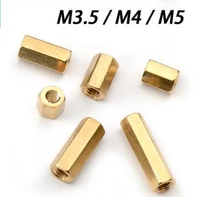 M3.5 / M4 / M5 Brass Hex Connection Nut Hexagon Connector Rod Bar Stud Long Nut • £1.91