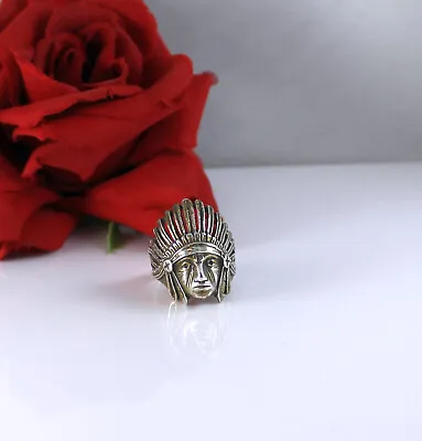 £58.92 • Buy Sterling Silver Indian Chief Head Dress 13.19g Ring  Size 12 CAT RESCUE