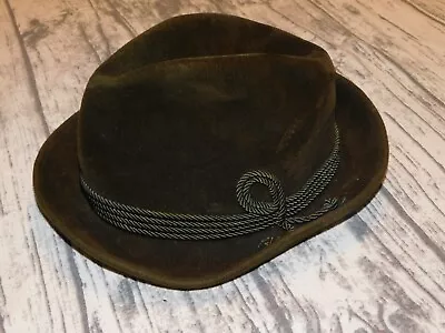 Wegener Berlin Hat Dark Green Fedora Tirol Tyrolean Octoberfest 57 7 1/8 M Vtg • $35