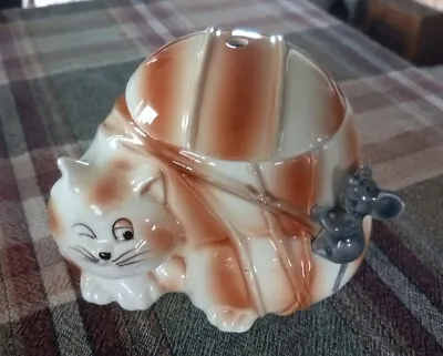 $5.99 • Buy Vintage Ceramic String Yarn Holder Cat Mouse Japan Signed Quon-quon Mcml Xxx