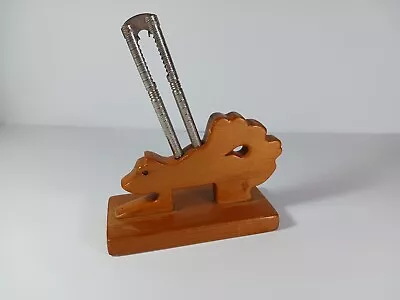 Vintage Handmade Wooden Squirrel Nut Cracker Holder Signed • $25