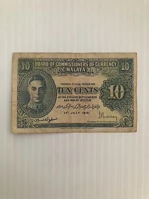 Malaya 10 Cents 1941 P-8 • $16