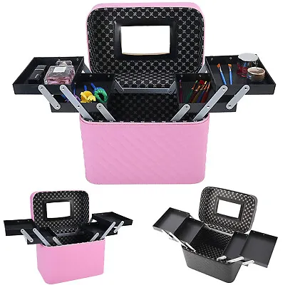 Makeup Train Jewelry Storage Box 4 Layer Foldable Tray Cosmetic Case Organizer • $32.09