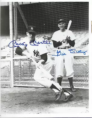 Mickey Mantle New York Yankees & Bill Dickey Autographed Baseball 8x10 Photo PSA • $344.99