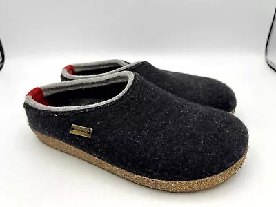 Haflinger Kris Wool Slip On Cork-Latex Footbed Casual Clogs Black Men's Size 40 • $15