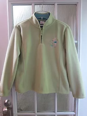 Disney Store Embroidery Tinker Bell On Green 1/3 Zip Up Fleece Jacket Women S • $22.99