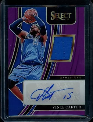 2021-22 Panini Select- Vince Carter- Purple Prizm- Game Used Patch- AUTO /49 • $140