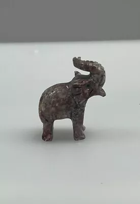 Mini Vintage Red Marble Hand Carved Elephant Figurine • $20