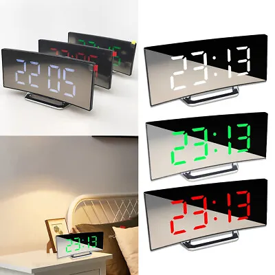 LED Digital Alarm Clock Mains USB/Battery Temperature Large Mirror Display • $16.99