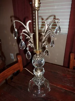 Vintage Crystal Glass Table Lamp With Prisms Hollywood Regency • $59.99