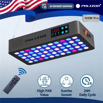 Phlizon Timer Control 165W LED Aquarium Lights For Coral Reef Fish Tank LPS/SPS • $119.56