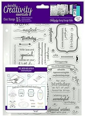 CLEARANCE Docrafts Creativity Essentials Clear Stamp Set - Birthday Verses New • £4.99