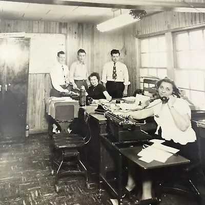 Vintage Black And White Photo Men Women At Work Office Working Career Desks • $10.04