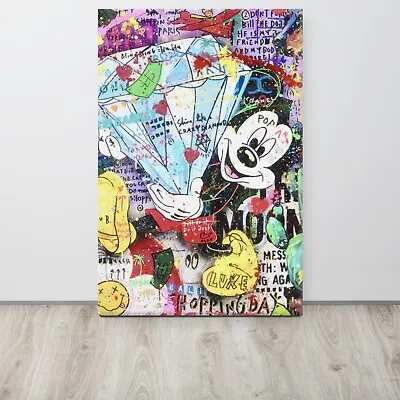 Jisbar Canvas Diamond Mickey Plexiglass Modern Picture Street Graffiti Wall Art • £67.46
