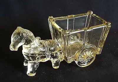 VTG 1950's Mini Clear Glass Horse Donkey & Cart Planter Candy Dish  5  Long • $11