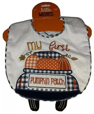 Embroidered Applique My First Pumpkin Patch Halloween Thanksgiving Fall Baby Bib • $7.69