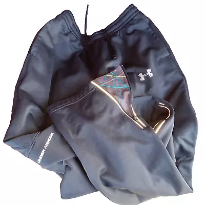 UNDER ARMOUR STORM COLD GEAR Men's StretchyBlack Sweatpants Sz. M • $18.99
