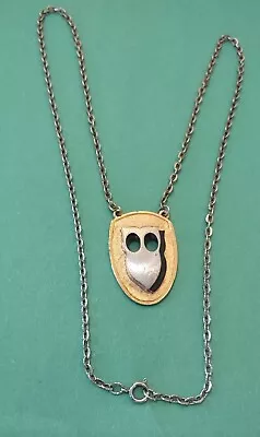 Vintage JJ Signed OWL Pendant & Necklace In Gold & Silver Tone • $8.99