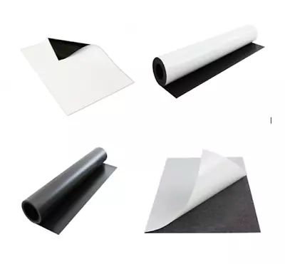 0.8mm Heavy Duty Magnetic Vinyl Sheeting White Gloss/ Adhesive Sheet/roll • £5
