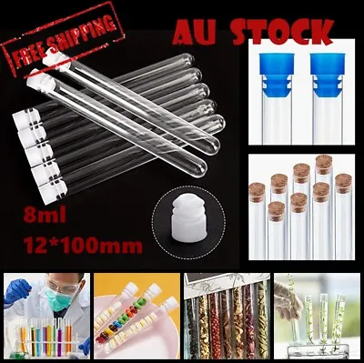 10/100x Clear Plastic Test Tubes With Caps For Bath Salt Container Vials DIY AU • $5.99