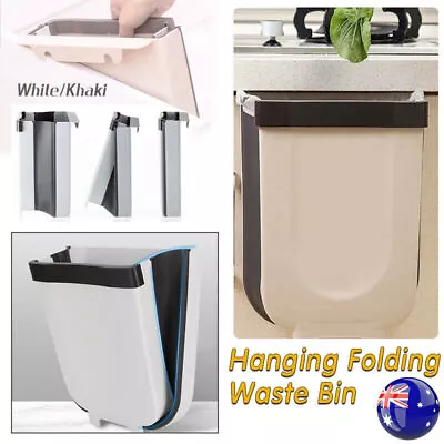 9L Hanging  Bin Wall Mounted Folding Waste Bin Kitchen Dining Cabinet Trash Can • $12.52