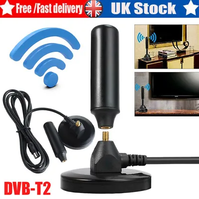 £10.88 • Buy Portable DVB-T2 TV Antenna Indoor Digital HD Freeview Aerial Ariel Magnetic Base