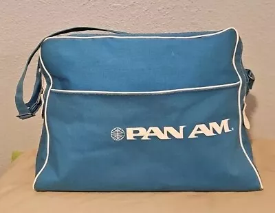 Vintage  Pan Am Blue Overnight Travel Carry On Flight Luggage Bags • $50