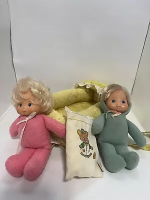 Vintage Fisher Price Bundle Up Baby Dolls 1979-1980 Cloth Bassinet Bed Yellow • $11.99