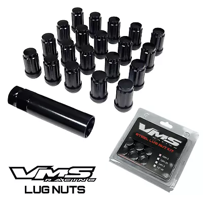 20 VMS Racing 1/2-20 Drag Wheels Black Close End Spline Lug Nuts Forged Steel • $39.88