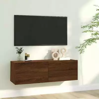 VidaXL TV Wall Cabinet Brown Oak 100x30x30 Cm Engineered Wood • £39.47