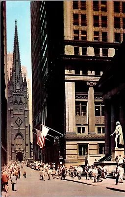 Vtg New York City NY Wall Street View US Treasury Trinity Church 1950s Postcard • $4.99