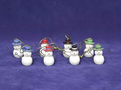 Set Of 8 Mini Snowman Christmas Ornaments Miniature Tie-ons • $9.95