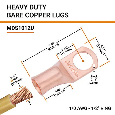 $7.40 • Buy Selterm Bare Copper Lugs Ring Terminals Heavy Duty Battery Wire Welding Cable