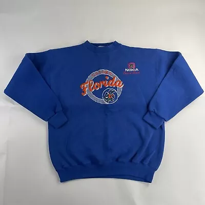 Vintage Florida Gators Sweater Medium Blue Women Logo 7 NCAA Nokia SugarBowl • $23.99
