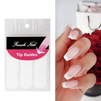 2/4French Tip Stencil Guides Nail Art Stickers Template Manicure Tool Oval Lines • £2.06