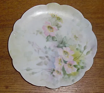 Vintage Hand Painted Porcelain Plate - Pink Flowers - 7 3/4  • $9.99