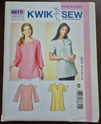 Kwik Sew 3870 Sewing Pattern Womens Kwik & Easy Tunics Size XS-S-M-L-XL UNCUT • $10