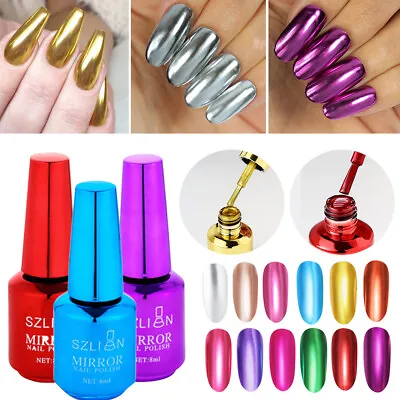 Mirror Metallic Nail Polish Lasting Quick-drying Nail Art UV Gel Polish AU • $4.83