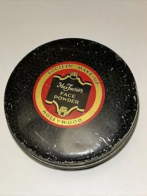Vintage Antique Box Can Max Factor's Face Powder Society Make-up Hollywood • $22