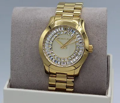 New Authentic Michael Kors Runway Silver Baguette Crystals Women Mk6532 Watch • $89.99