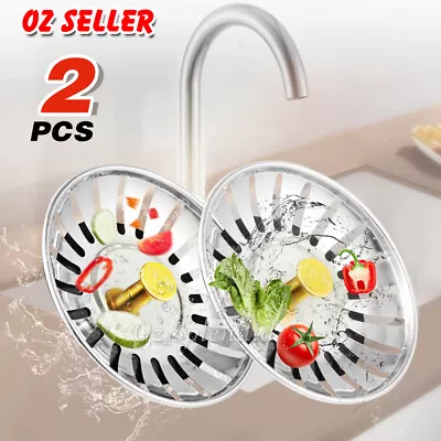 $6.99 • Buy 2X High Quality Stainless Steel Kitchen Waste Sink Drain Strainer Plug Stopper