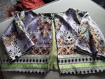 Vintage 100% Silk Jacket 1 Button - Asian Inspired Size LG Hand Made In Virgini • $9.40
