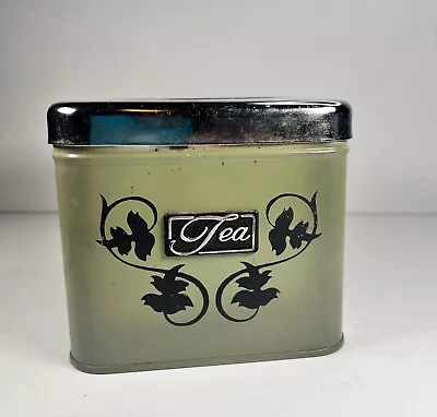 Vtg 1960s Tea Avocado Green Kitchen Canister Tin  Kitchen Canada • $22.99