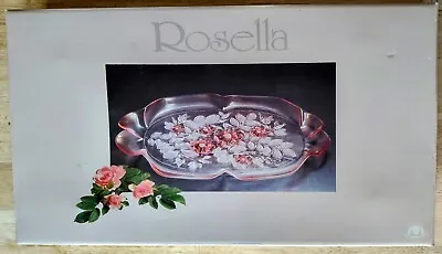 Vintage Mikasa Crystal Platter Rosella Pattern Pink Rose Flowers Germany 4225/0 • $29.99