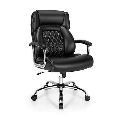 Leather Office Chair With Rocking Mode And Armrests • £246.98