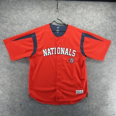 Washington Nationals Jersey Mens Large Red Dynasty MLB Baseball Button Up Shirt • $28.49